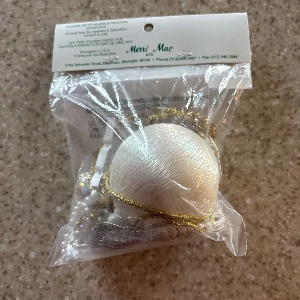 Merri Mac Vintage crystal & gold tree beaded ornament kit. Makes 1 ornament. New